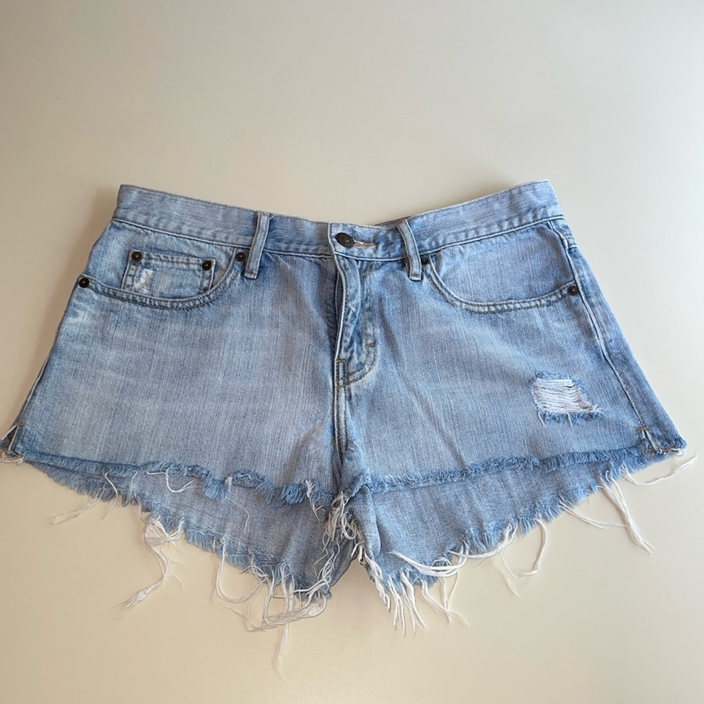 Aritzia TNA High Waist Destroyed Denim Shorts